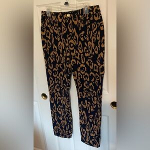 Chico’s Slim Girlfriend Ankle Navy & Tan Animal Ankle Pant